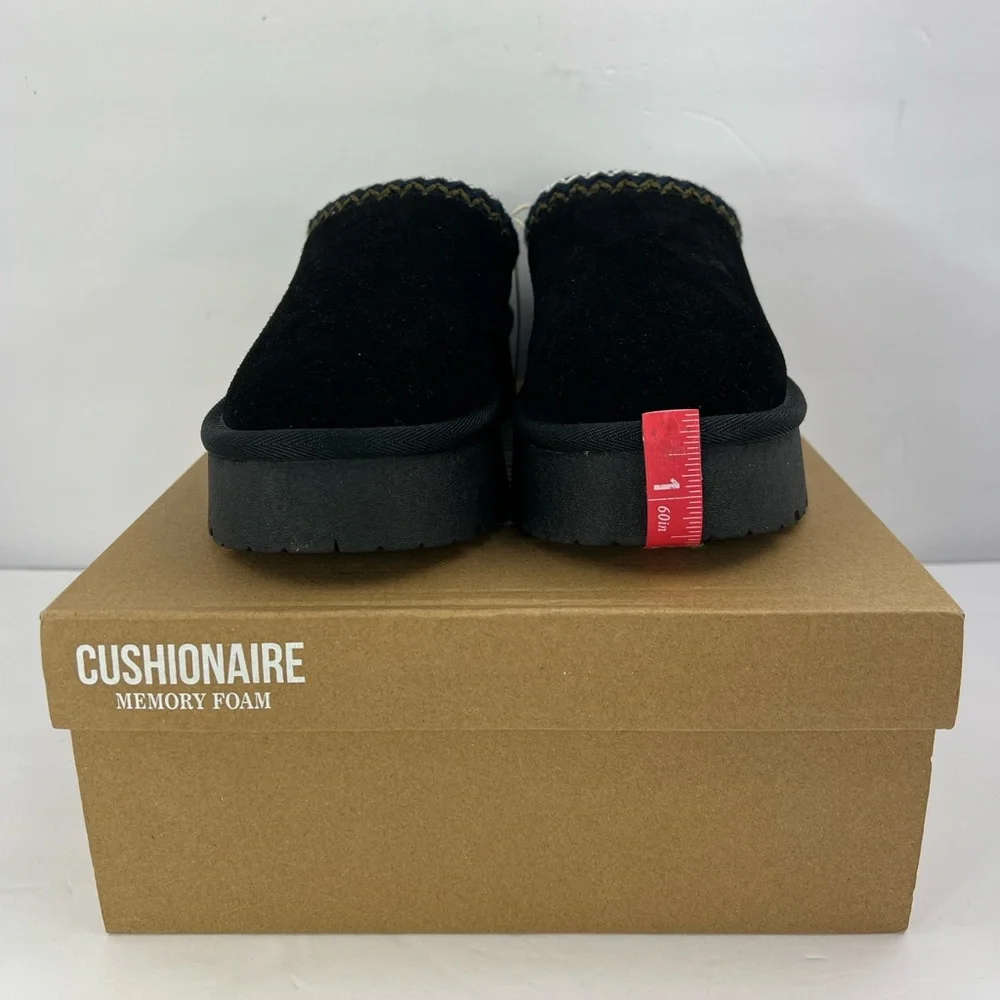 CUSHIONAIRE KABUKI GENUINE BLK SUEDE PLATFORM MULES,SIZE 7M, WARM & COMFORTABLE